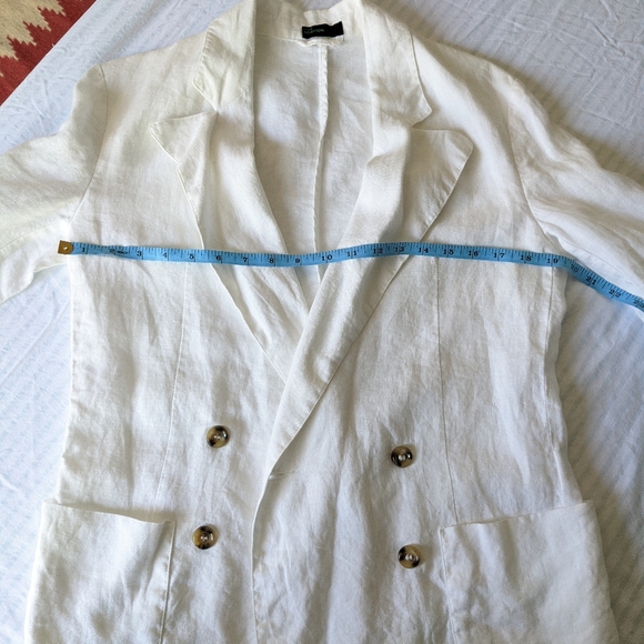 BENETTON White Linen Double Breasted Blazer - Picture 12 of 12